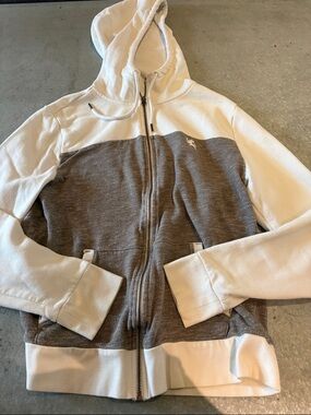 Express Cream and Heather Gray Fleece Hoodie